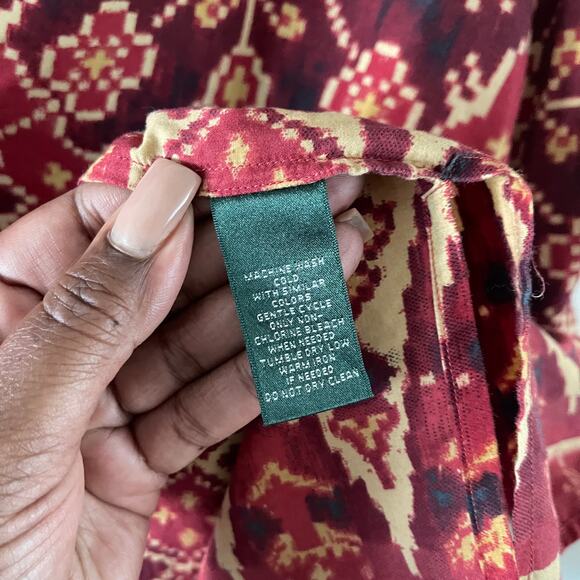 Lauren Ralph Lauren Popover Tunic Top Womens XL Red Southwest Bohemian Casual - Picture 8 of 11